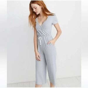 Marine Layer Women’s Dana Wrap Striped Wide Leg Jumpsuit S Casual Knit Travel